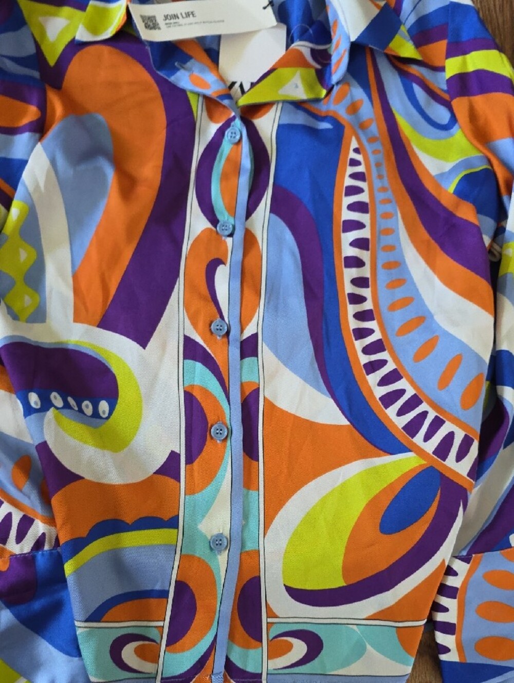 Zara Multi-Color Abstract Print Button-Up Jacket - Picture 10 of 10